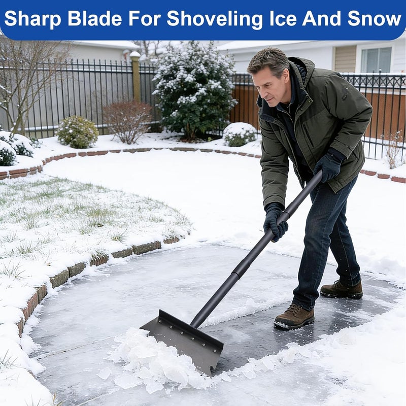 TwinkleTool Garden Shovel, Floor Scraper, Ice Scraper, 59 Inch Adjustable Heavy Duty Snow Scraper Long Handle, Garden Flat Shovel for Lawn Edging Weeding Digging Snow Removal and Ice Scraping - Image 3